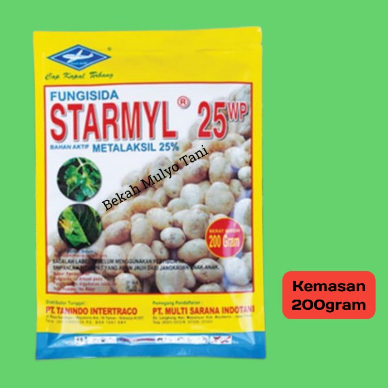 Fungisida Starmyl  25Wp 200 gram bahan aktif metalaksil untuk mengendalikan jamur tanaman cap kapal terbang