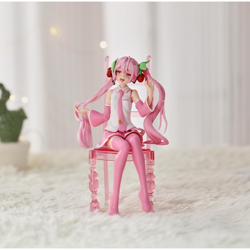 Action Figure Anime Hatsune Miku Duduk Warna Pink Action Figure Anime Jepang Sakura Hatsune Sister Untuk Hadiah