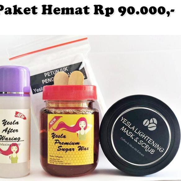 Penjualan Terbanyak.. Paket Hemat : Yesla Premium Sugar Wax + Yesla After Waxing + Yesla Lightening