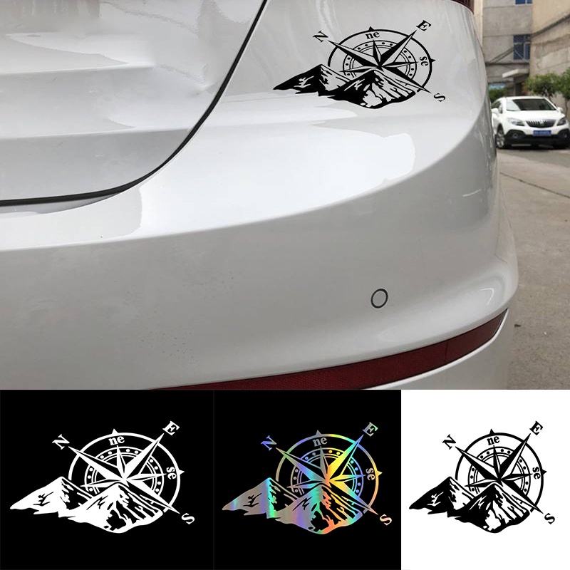 Stiker Motif Kompas Gunung Bahan Vinyl Anti Air Untuk Dekorasi Mobil