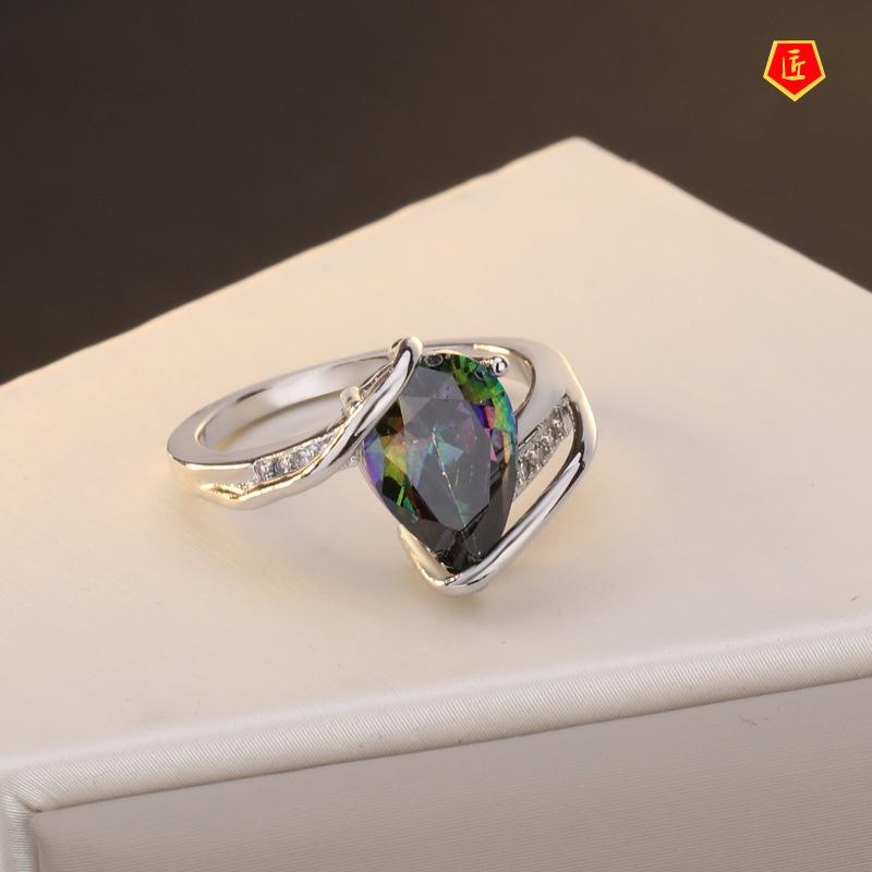 [Ready Stock]Women's Fashion Personality Colorful Topaz Ring