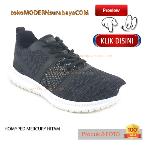 HOMYPED MERCURY HITAM SepatuOlahraga Pria Sepatu Sneakers Tali Kets