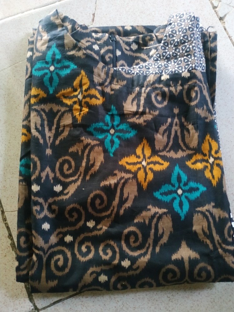 Ms Gamis Batik Sriwedari Maxi Jumbo Xxl Ld 110c. Resleting Belakang Katun Sogan