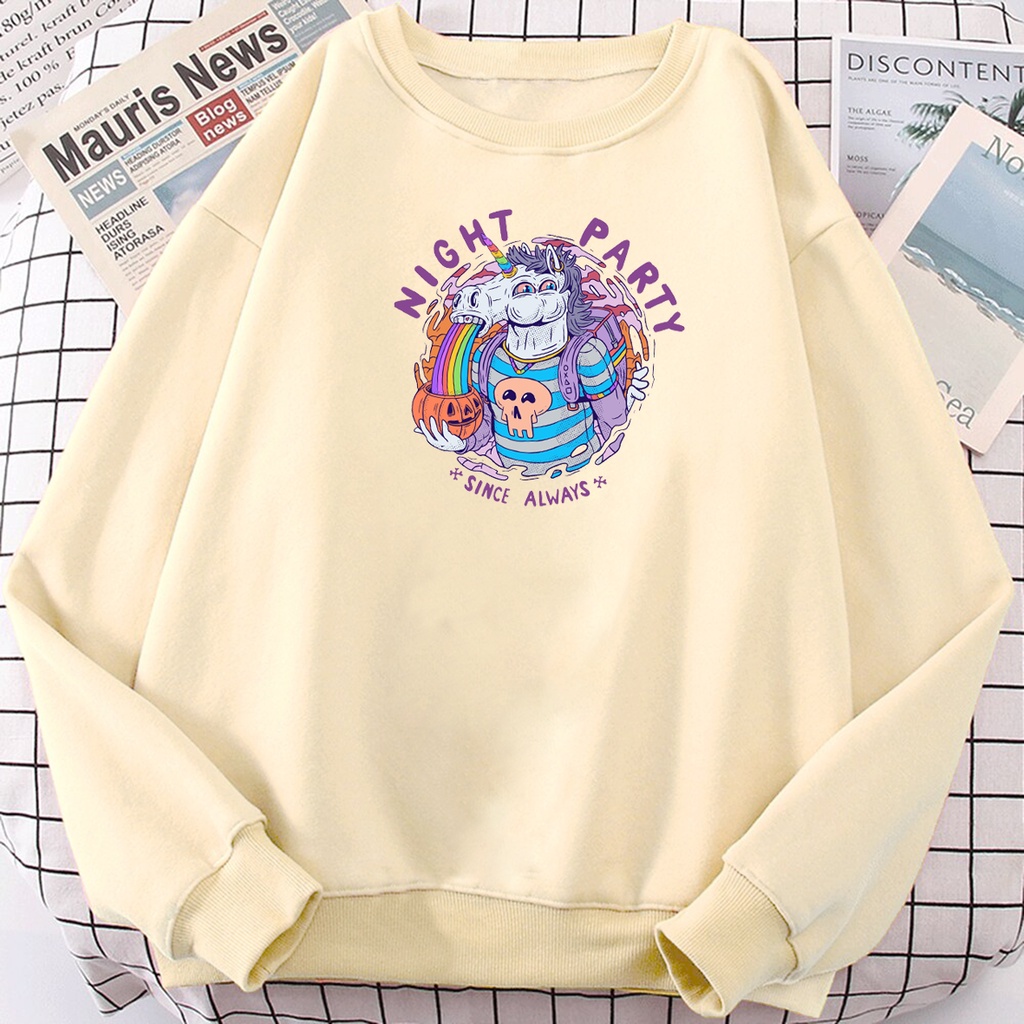 Sweater oblong oversize wanita NIGHT PARTY sweter crewneck cewek terbaru kekinian