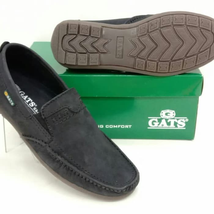 Sepatu kulit pria Gats HK 0002 Hitam Flat terbaru