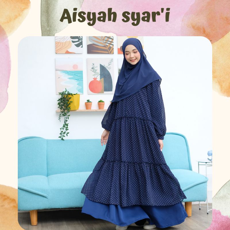 [BISA COD] Gamis Aisyah Ceruti babydoll premium lebaran gamis syar'i gamis muslimah gamis terbaru ga