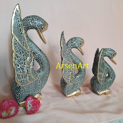 Hiasan Pajangan Angsa Cantik Satu Set (3Pcs) Pajangan Kayu Tradisional Kerajinan Bali