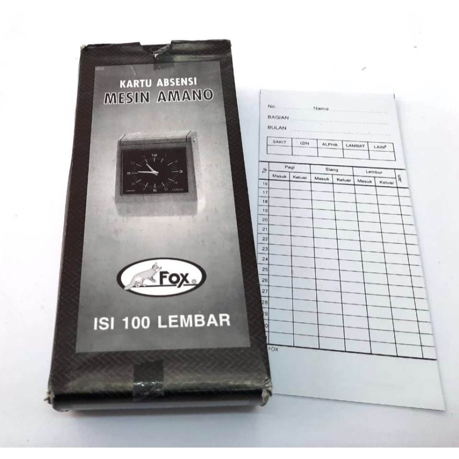 Kartu Absen Amano Merk FOX isi 100 lembar / Absen / Amano / Kartu Absen