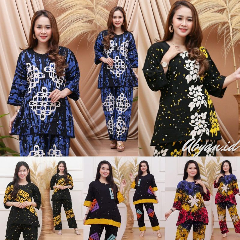 SETELAN WANITA, SETELAN ABSTRAK BAHAN RAYON SUPER ORIGINAL, SETELAN TIDUR