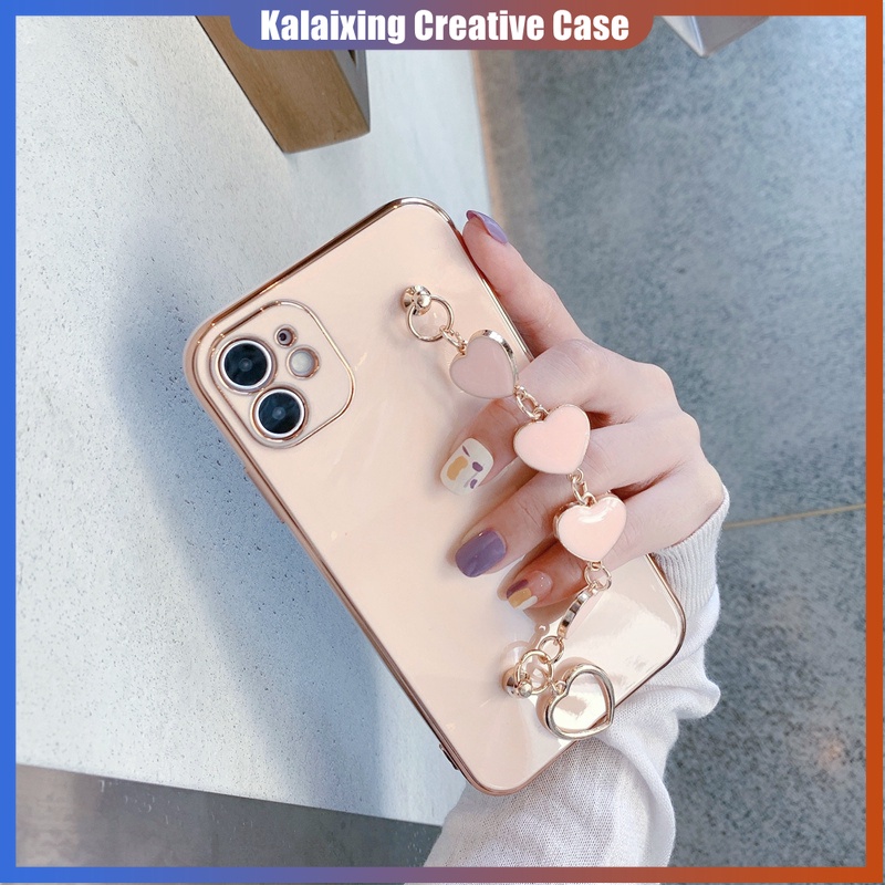 Soft Case Dengan Gelang Rantai Bentuk Hati Untuk iPhone 13 12 Mini 11 Pro Max 6 6s 7 8 Plus X XS Max