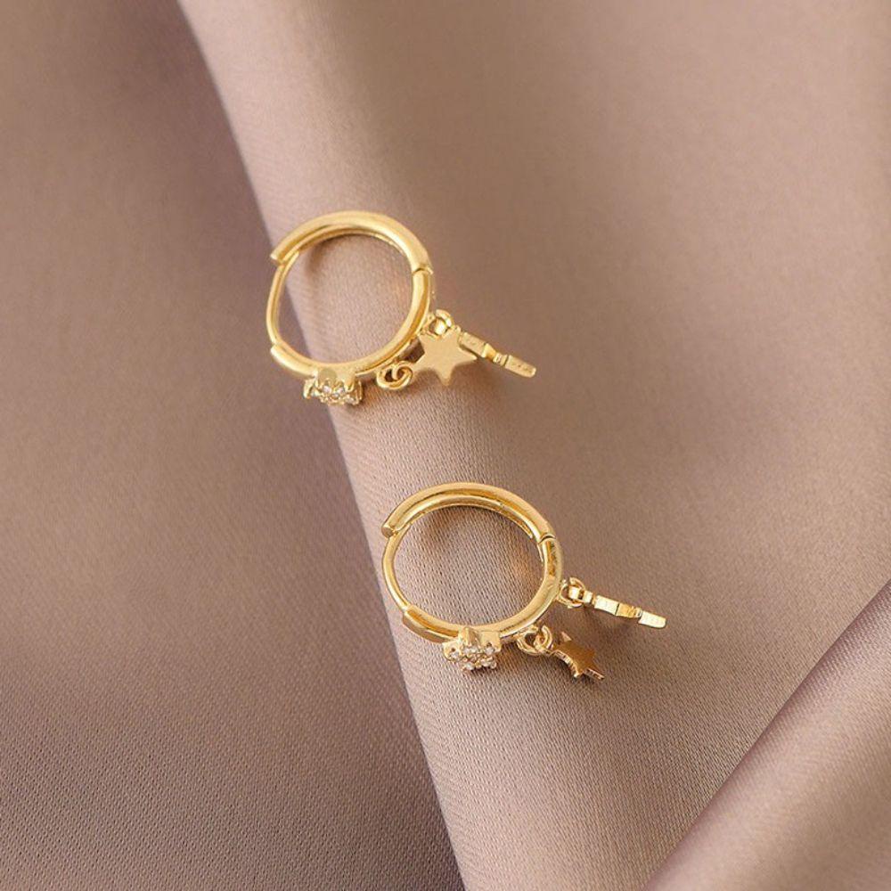 Needway   Bintang Drop Anting Fashion Zirkon Wanita Perhiasan Telinga Gesper Tindik Women Earring