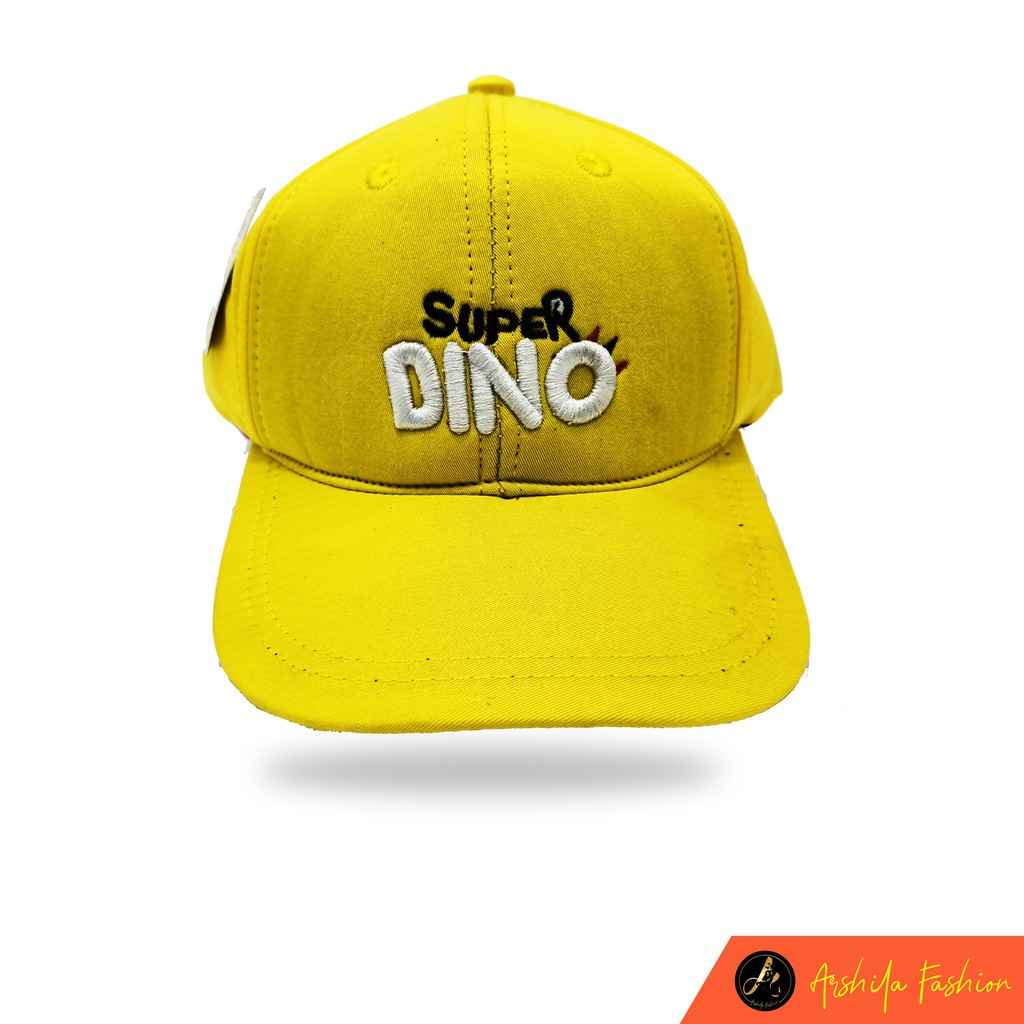 Topi Baseball Anak Bordir Super Dino Drill Premium-Kuning