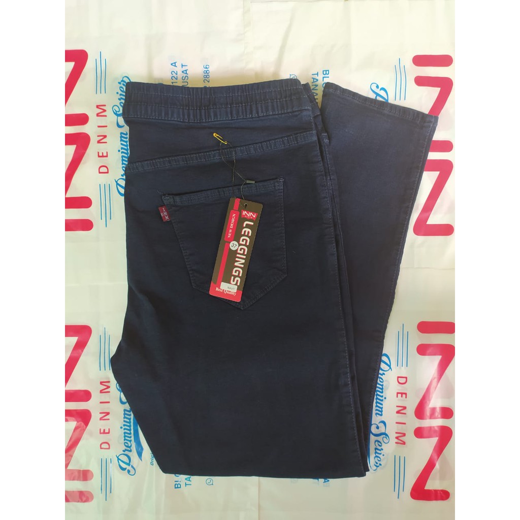 Promo Murah Jegging Jeans Pinggang Karet Bigsale Ukuran Jumbo Legging Navy 26 Sampai 42 Grosir