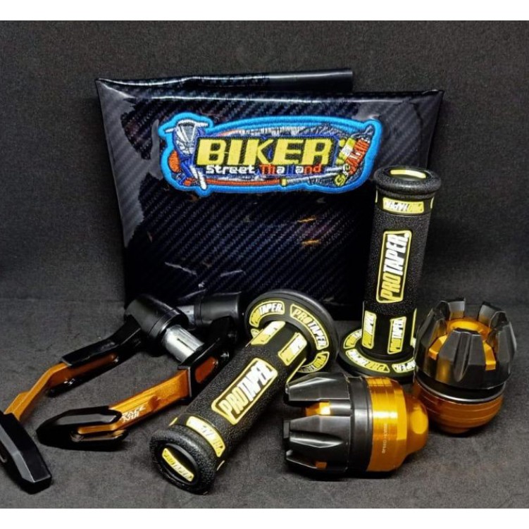 kulit jok karbon + proguard robot babet + Jalu as roda + handgrip protaper new bisa buat semua motor