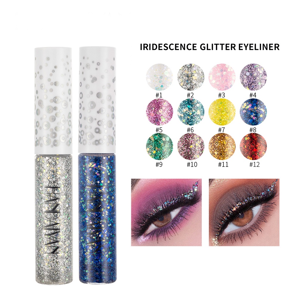 【asli】HANDAIYAN New 12 color diamond glitter liquid eyeliner, durable, waterproof, shimmery glitter makeup, beauty tools