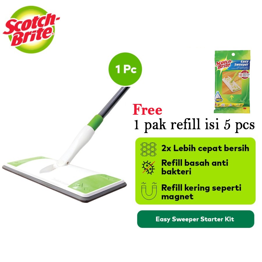 Scotch-Brite 3M Easy Sweeper Plus Starter Kit Lap Pel Sapu Serbaguna Q-600