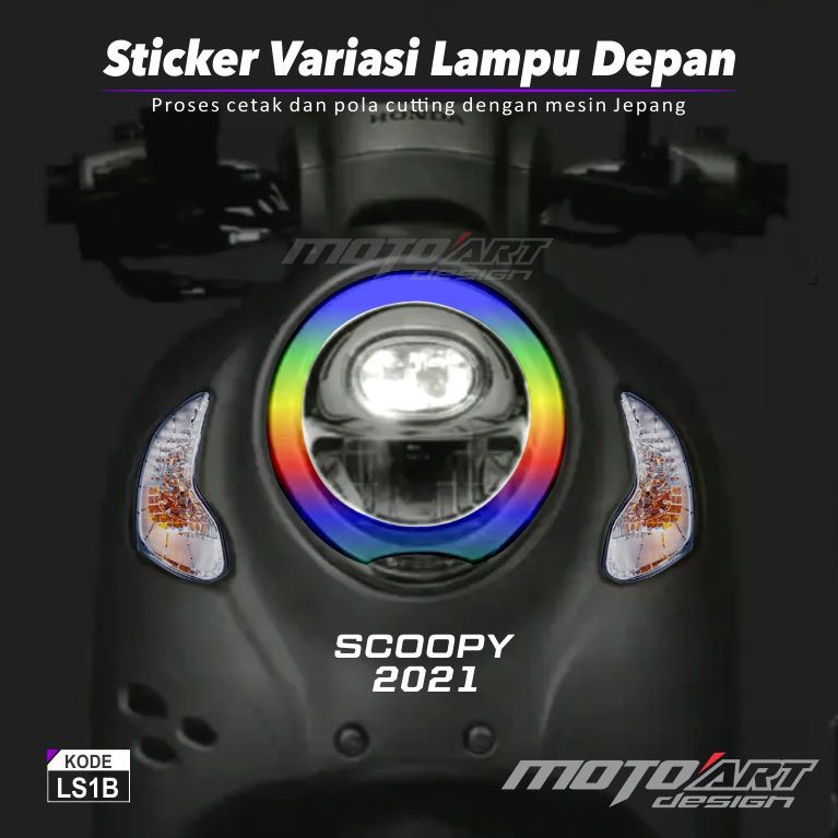 Stiker Lampu SCOOPY warna warni warna pelangi