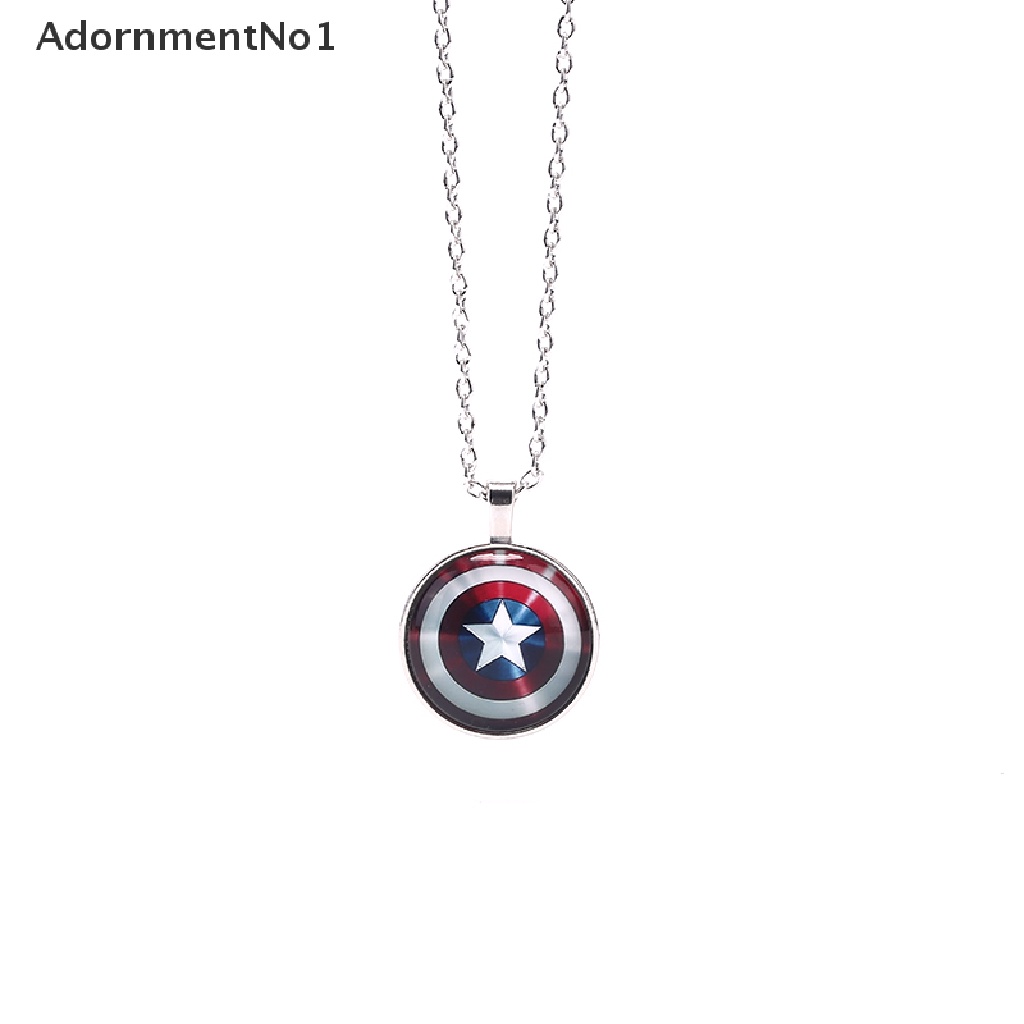 (AdornmentNo1) Kalung Rantai Dengan Liontin Perisai Kapten Amerika Pentacle Untuk Unisex / Pria / Wanita