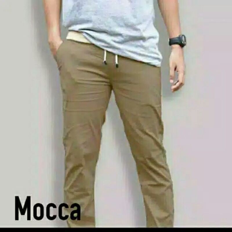 CELANA PRIA CHINO slimfit Panjang chino KERJA HARIAN HITAM MOCCA ABU GREY KREAM Sz 27 - 38