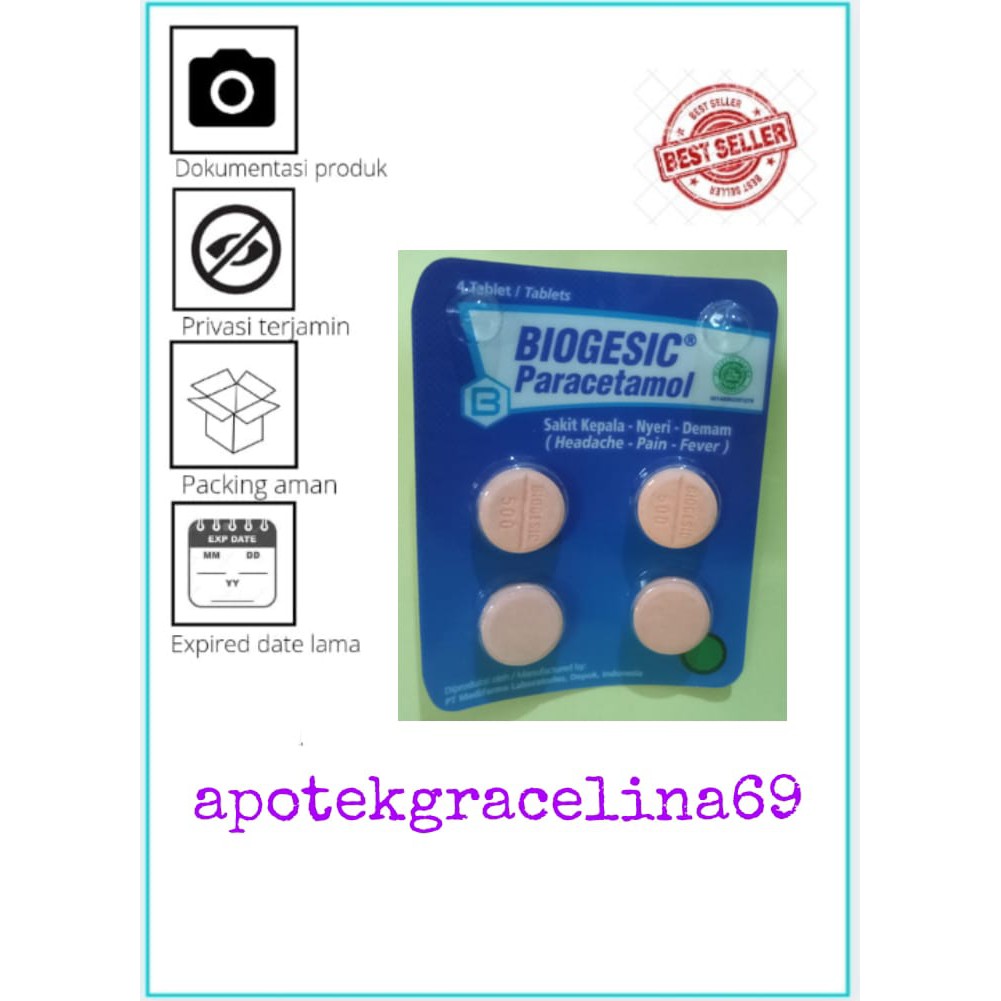 Obat demam / Biogesic 500 mg 4 Tablet