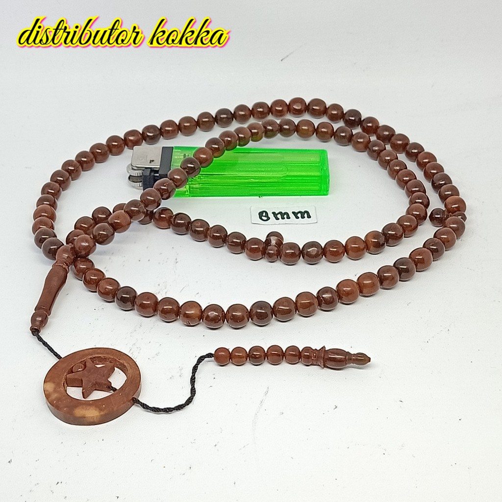 ( SUPER MURAH ) Tasbih Kokka kaukah 99 bulan bintang 8 mm coklat