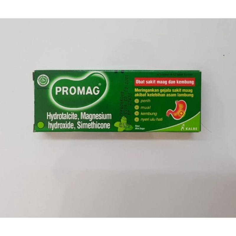 Promag Tablet Kunya,  obat sakit maag dan kembung