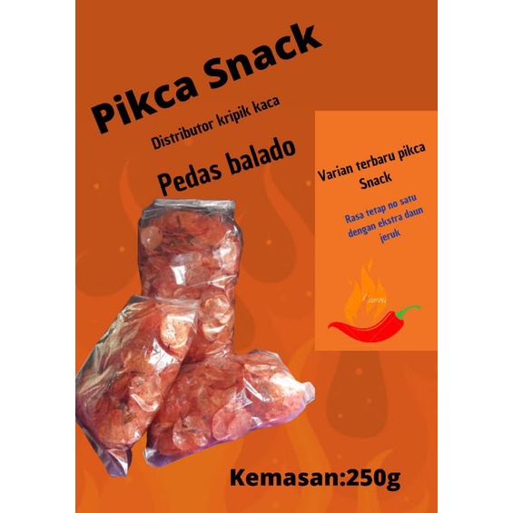 

keripik kaca balado 250grm/kripik kaca/pikca/keripik beledag/keripik seblak/keripik balado/keripik balado daunjeruk/pikca balado