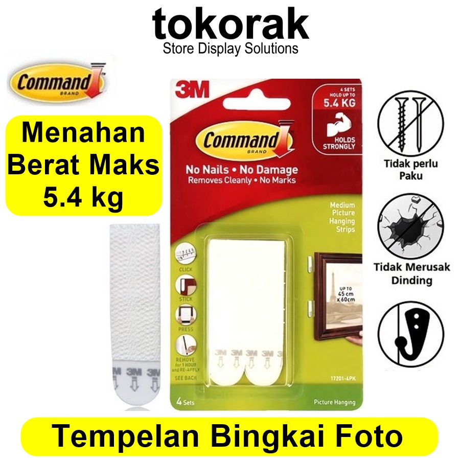 COMMAND 3M PEREKAT FOTO 17201-4PK - MEDIUM PICTURE HANGING STRIPS