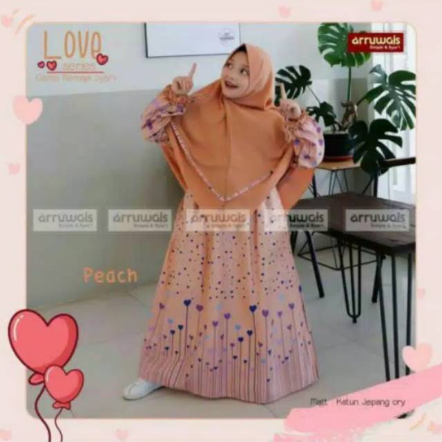 Best seller Gamis syari remaja motif love bahan katun Jepang ORI
