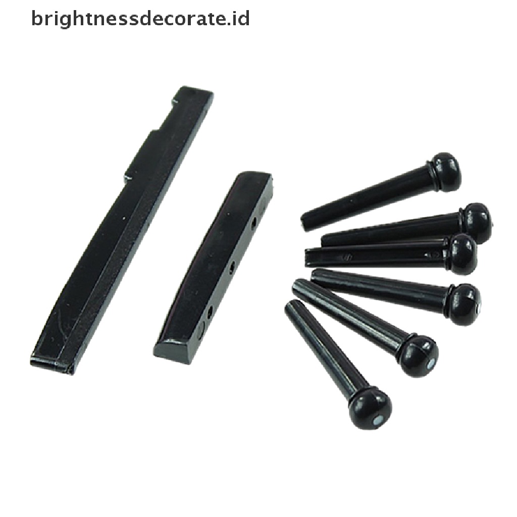 6pcs Pin Bridge Ebony Warna Hitam Dengan Shell Dots Untuk Gitar Akustik
