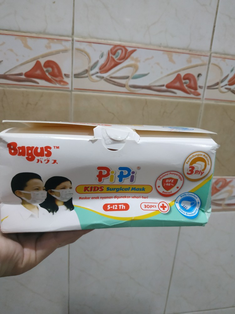 Bagus Pipi Sarung Tangan Plastik & Surgical Masker Anak Bundle -15 Mikron