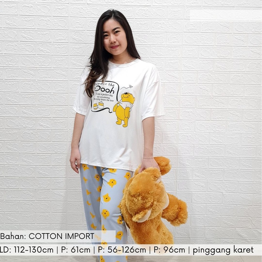 3316 kaos pajamas one set import big baju tidur