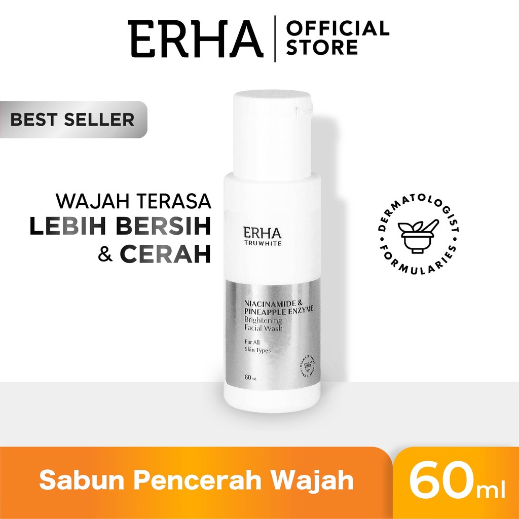 CS- ERHA Truwhite Niacinamide &amp; Pineapple Enzyme Brightening Facial Wash 60 mL / Sabun Cuci Muka / Mencerahkan Muka / Membersihkan Muka