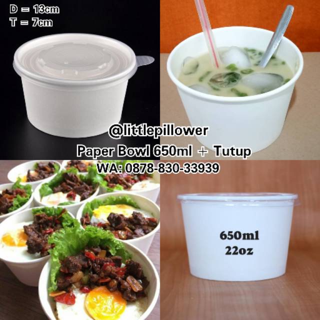 (ISI 50PCS) Paper bowl 650ml + tutup/paper food tray/mangkok kertas/tray paper