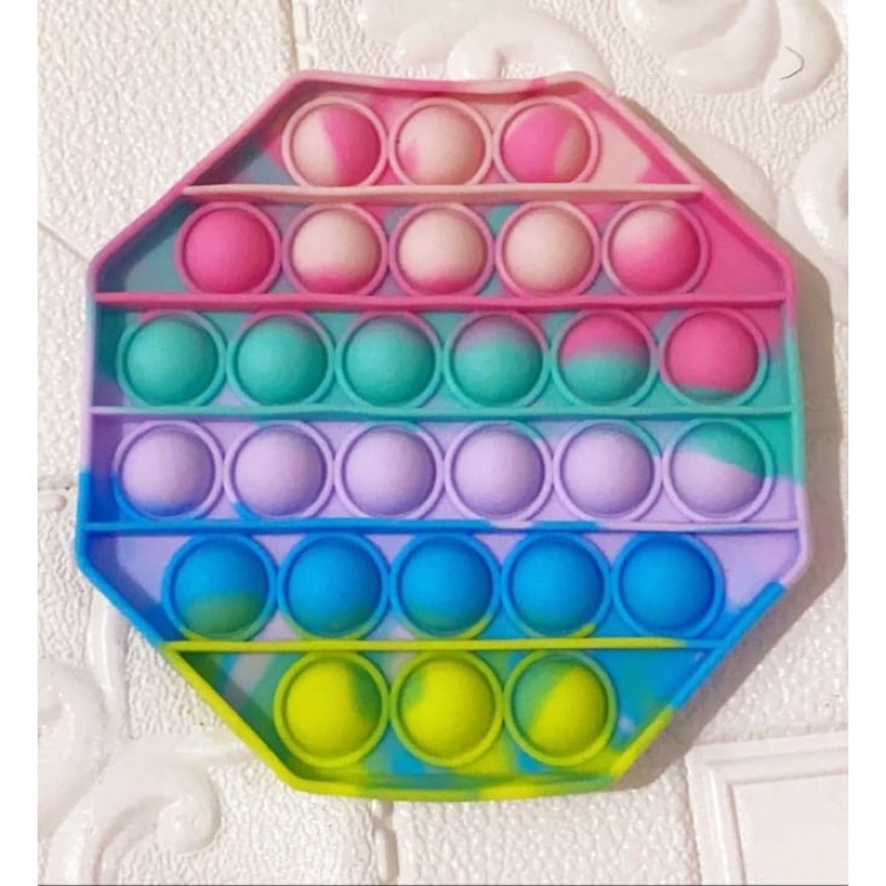 (FREE KELERENG) POP IT RAINBOW MURAH POP IT RAINBOW-Segi tiga pastel