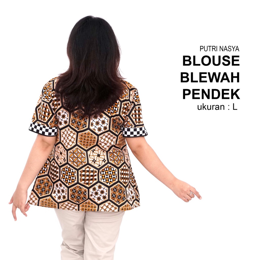 Blouse Big Size Wanita Atasan Batik Jumbo LD 140 Pakaian Atasan Model Blus Pendek Jumbo Seragam Kerja Batik / Blus Kantor Formal S-M-L-XL-2L-3L-4L-5L-6L-7L