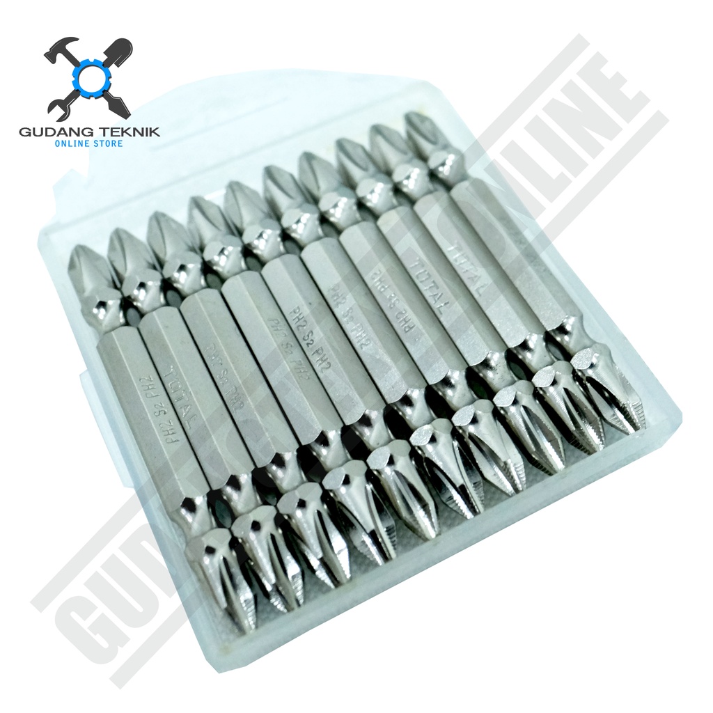 Mata Obeng Angin Double Plus SET 10Pcs TOTAL TAC16PH233 / Screwdriver Bit 10Pcs SET TOTAL TAC 16PH 233