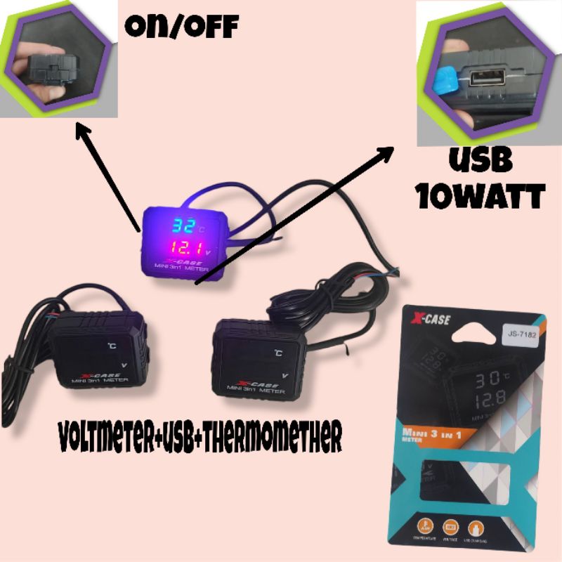 voltmeter 3in 1 (usb, suhu, voltmeter)