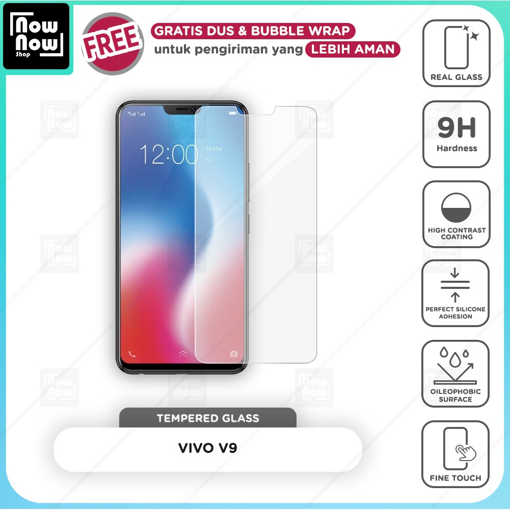 Tempered Glass Anti Gores Vivo V9 Screen Guard Protector 9H Kaca Temperglass