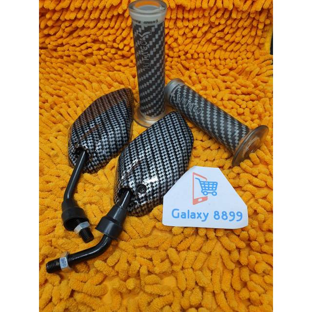 Spion Yamaha Jupiter Mini Karbon + Handgrip Karbon Kitaco silver