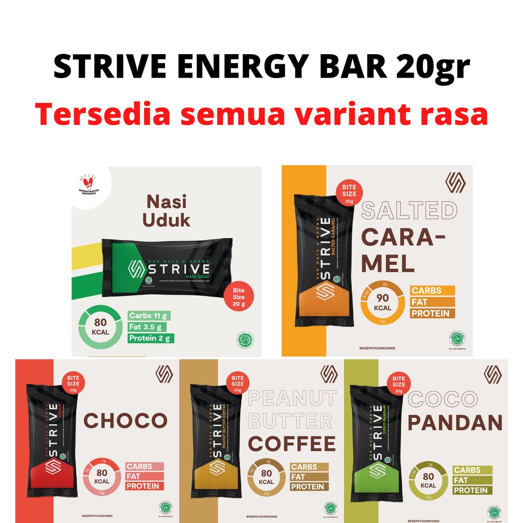 STRIVE ENERGY BAR 20GR  SATUAN Tenaga Lari Sepeda Olahraga