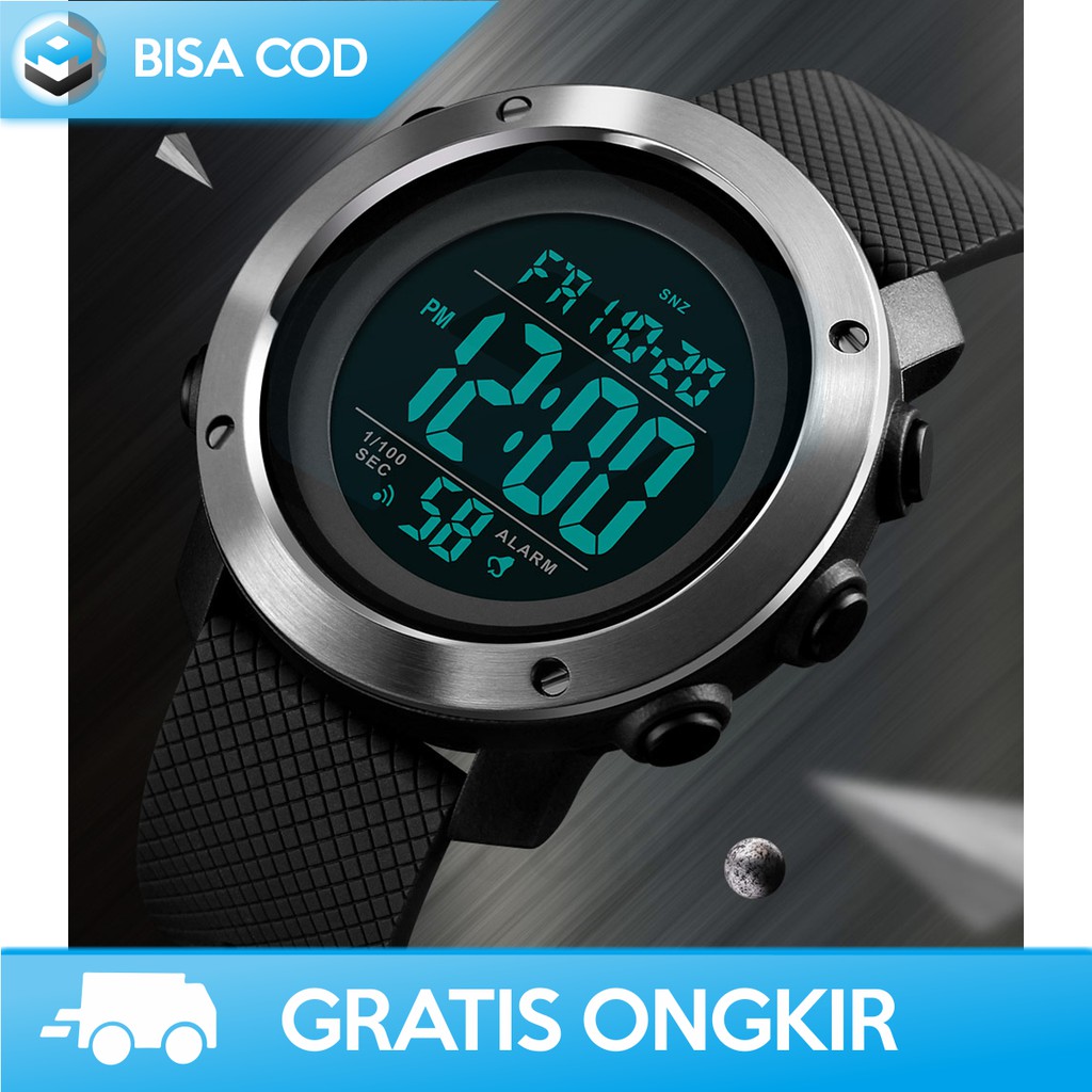 JAM TANGAN PRIA DIGITAL SKMEI 1434 WATER RESISTANT - JAM TANGAN DIGITAL KARET PRIA MURAH BERGARANSI