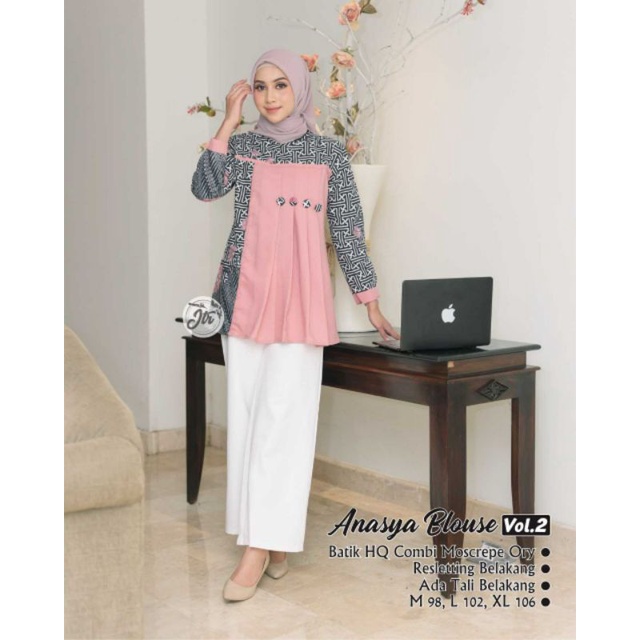 tey-17 Batik wanita ASJ SA HRB026 Kenongo Kemeja Tosca Pendek-anasya pink