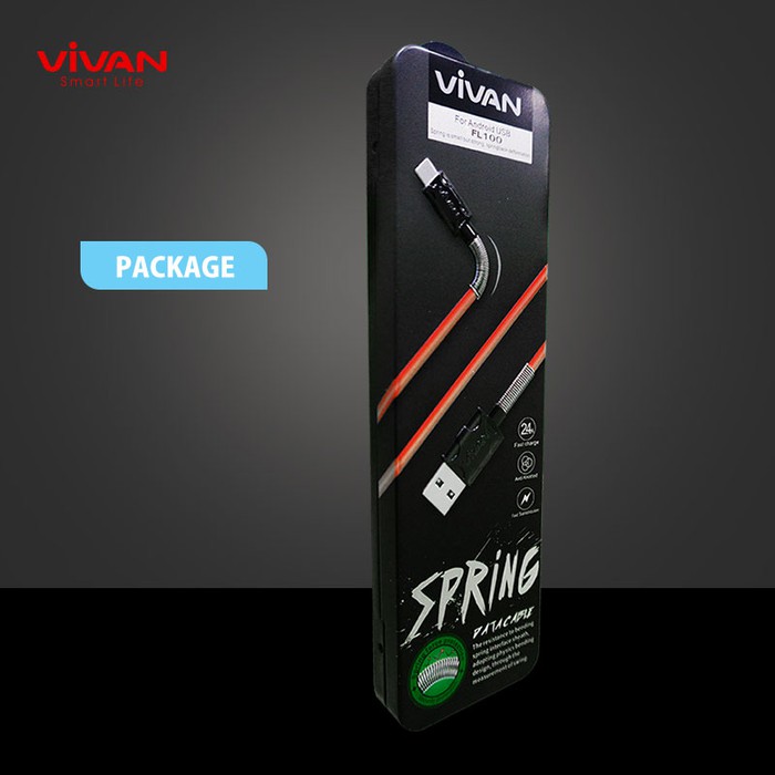 VIVAN FL100 2.4A 1M Spring Lighting Data Cable for iPhone Series - Abu-abu Muda