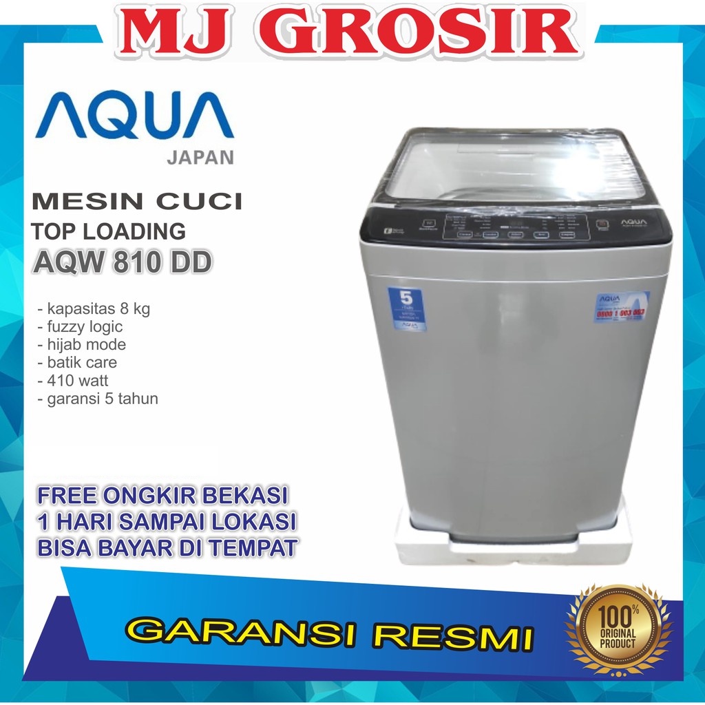 MESIN CUCI AQUA JAPAN AQW 810 DD 8KG 1 TABUNG 810DD TOP LOADING HIJAB