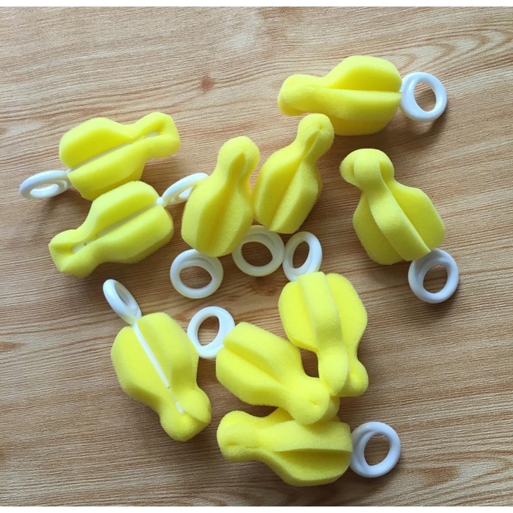 Top 5pcs Sikat Spons Pembersih Botol Susu Bayi Warna Kuning