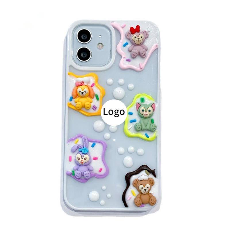 Soft Case Silikon Motif Kartun Beruang Untuk iPhone 13 12 11 Pro MAX Mini X XS MAX XR SE 2022 2020 7 8 Plus
