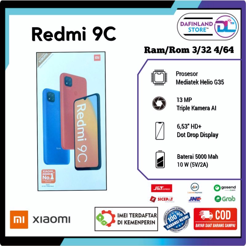 TERMURAH Xiaomi Redmi 9C 3/32 & 4/64 Baru Garansi Resmi-0