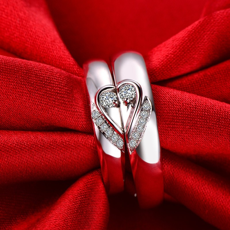 Cincin Couple Pria Asli Silver 925 Couple Sepasang Murni Wanita Kawin Ring Perak Wedding Ring Silver