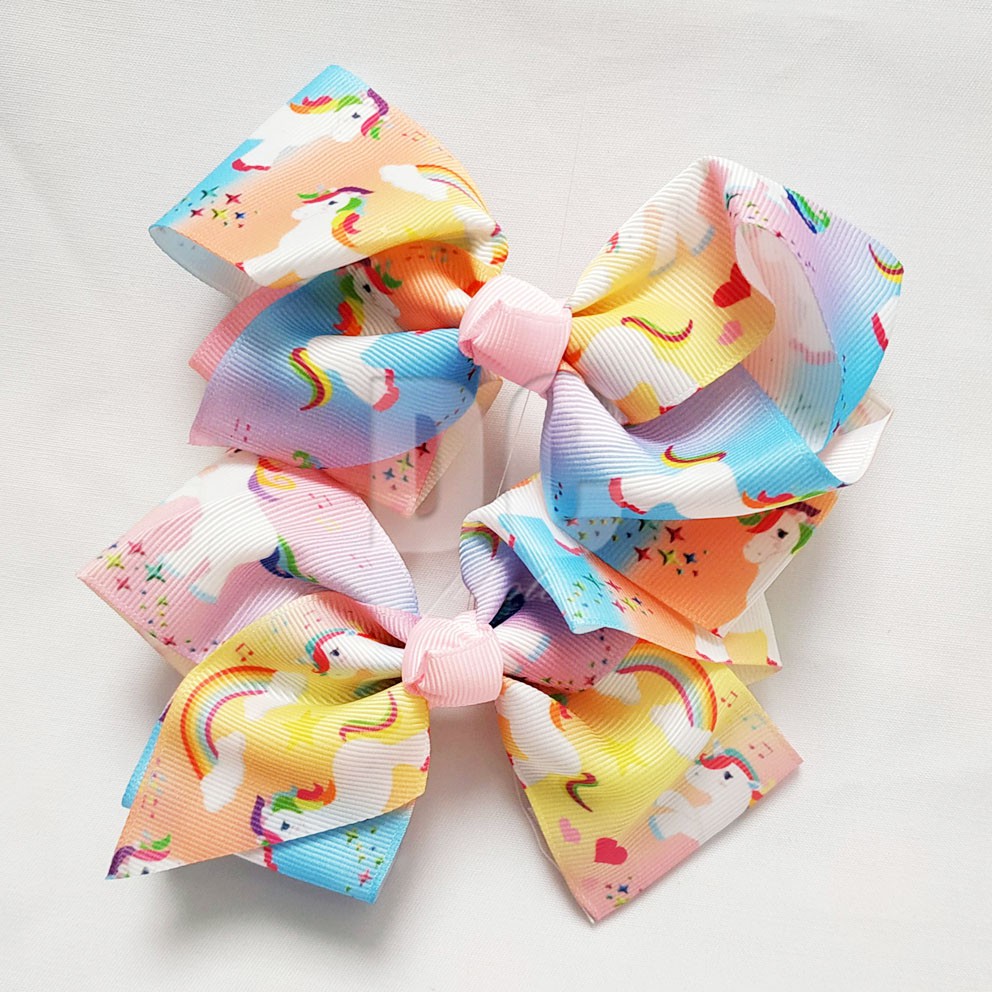 PGS-048 KECIL Jepit Rambut Unicorn 2in1 Pita Ala JOJO SIWA Motif RANDOM